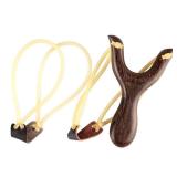 BASUNE Slingshot Wood Hunting Slingshot with 1Pcs Replacement Band and Approx 100 Clay-Iron Balls Sling Shot for Adults Hunting
