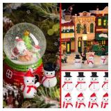 Soaoo 50 Pcs Winter Mini Snowman Figurines 2 Types Tiny Resin Snowman Decoration with Top Hat Xmas Micro Landscape Ornament Mini Garden Dollhouse Accessories for Crafts DIY Xmas Winter Party