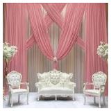Rose Pink Silk Chiffon Fabric Curtain