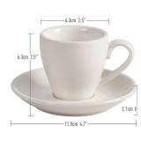 ionEgg Porcelain Espresso Cup with Saucer And Stainless Steel mini Spoons, Espresso shot Cup, 80ml/2.7Oz, Pack of 2, White