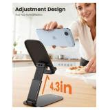 Lamicall Ultra-Thin Cell Phone Stand for Desk - [Height Adjustable] Foldable Desktop Phone Holder, Portable Mobile Stand, Office Desk Accessories for iPhone 17 16 15 14 13 Pro Max Air, Galaxy S25, S24