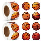 Fulmoon 1000 Pieces Basketball Stickers Vinyl 1.5 Inch Sports Ball Waterproof Stickers for Basketball Sports Party Favor Supply Reward Party Supplies Decorations Labels Roll Stickers DIY Craft