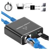Gigabit Ethernet Splitter 1 to 2 High Speed(2 Devices Simultaneously Networking),1000Mbps Internet Splitters 1 in 2 out, LAN Splitter with USB Power Cable, RJ45 Splitters for Cat5/5e/6/7/8 Cable