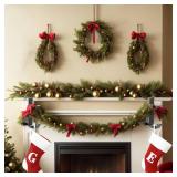 DJDZ 2 PCS Christmas Garland Hangers for Mantle, Garland Hanger,Adjustable Black Metal Garland and Stocking Mantel Holders with 2 Hooks and Protective Pads for Home Decoration