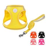 HIHANHAN Soft Mesh Dog Harness and Leash Set, No Pull Puppy Harness and Leash Set, Reflective Step in Harness for Small Medium Dogs, Easy Walk Escape Proof Vest Harnesses (Yellow, XS)