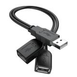 USB 2.0 A Male to 2 Dual USB Female Jack Y Splitter Hub Power Cord Extension Adapter Cable(Not Supporting CarPlay and Android Auto)