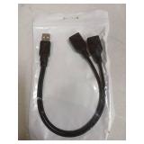 USB 2.0 A Male to 2 Dual USB Female Jack Y Splitter Hub Power Cord Extension Adapter Cable(Not Supporting CarPlay and Android Auto)