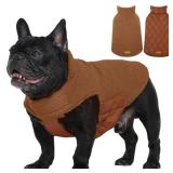 Kuoser Reversible Dog Coat Warm Fleece & Quilted Waterproof Dog Jacket, Double-Sided Cold Weather Dogs Winter Coat with Harness Hole, Windproof Pet Snow Vest for Small Medium Large Dogs, Brown M