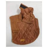 Kuoser Reversible Dog Coat Warm Fleece & Quilted Waterproof Dog Jacket, Double-Sided Cold Weather Dogs Winter Coat with Harness Hole, Windproof Pet Snow Vest for Small Medium Large Dogs, Brown M