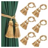 Fenghuangwu Curtain Tiebacks Handmade Decorative Curtain Holdbacks Rope with Tassel (Gold, 6P)