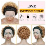 Ombre Lace Front Wig Human Hair Short Pixie Wigs for Black Women Honey Blonde Pixie Cut Wigs Lace Front Bob Wigs Human Hair Pre Plucked 13x1 HD Transparent Pixie Wig 150% Density Curly Short Lace Wig