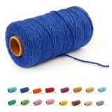 flipped (109 Yards/1.5mm/35 Cotton Baker Twine DIY Craft Macrame Natural Cotton Rope Craft Making Knitting String Rope DIY Wedding Decor Supply Christmas Wrapping (deep Blue)
