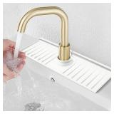 YATOISUR Sink Splash Guard 14.4 x 5.4 - Sink Faucet Mat with Faucet Water Catcher Mat & Soap Dish & Sponge Holder 3 in 1 - Silicone Faucet Handle Drip Catcher Tray for Kitchen RV & Bar Faucet, White