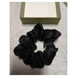 LILYSILK Silk Hair Scrunchies for Frizz&Breakage Prevention, 100% Mulberry Silk Hair Ties No Damage, Elastic Silk ponytail Holders, 1Pc, Black