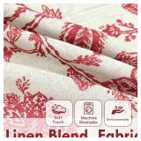 DriftAway Freda Jacobean Floral Linen Blend Blackout Thermal Insulated Energy Saving Privacy Window Linen Curtain Valance Rod Pocket 2 Layers Single 52 Inch by 14 Inch Plus 2 Inch Header Red Beige