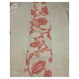 DriftAway Freda Jacobean Floral Linen Blend Blackout Thermal Insulated Energy Saving Privacy Window Linen Curtain Valance Rod Pocket 2 Layers Single 52 Inch by 14 Inch Plus 2 Inch Header Red Beige