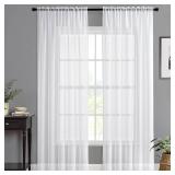 MIULEE Semi White Sheer Curtains 84 Inches Length Linen Textured Window Treatment Voile Drapes for Bedroom Living Room Rod Pocket 2 Panels 54 W x 84 L