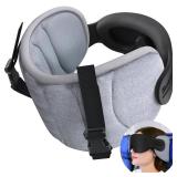 SARISUN Travel Pillow for Airplanes, Airplane Pillow for Long Flight, Neck Pillow with Eye Mask for Sleeping, Portable Travel Pillow for Car Road Trip Headrest, Stop Bobblehead, Grey