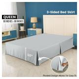 Utopia Bedding Queen Bed Skirt - Soft Quadruple Pleated Ruffle - Easy Fit with 16 Inch Tailored Drop - Hotel Quality, Shrinkage and Fade Resistant Queen, Light Grey