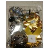WRAPAHOLIC Gift Bows Assortment -  Assorted Size Gift Bows(Gold&Silver&White), Pull Bow,  Tinsel Bows,  Fountain Bows,  Curly Bows, Curling Ribbons, Cotton Twine