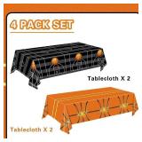 QIYANPAX 4 Pieces Basketball Tablecloth - Basketball Birthday Party Decorations Basketball Table Cloth Soccer Tablecloth Plastic Table Cover for Basketball Party Decorations, 54 x 108 Inch