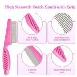 Flea Comb Set for Cats & Dogs - 6 Pack Pet Grooming for Small, Medium & Large Pets (Pink)