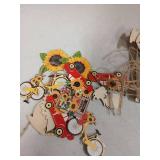 Chunful Christmas Sunflower Gnome Tree Ornament Summer Wooden Hanging Ornaments Small Tree Decorations with Rope for Xmas Holiday Sunflower Theme Birthday Party Favor Supplies(30 Pcs,Cute Style)