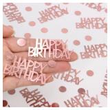 Blopee Rose Gold Birthday Confetti - 270 PCS Glitter Happy Birthday Decorations for Table