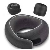 Optixion Travel Neck Pillow for Airplanes, Premium Memory Foam Neck Pillow with Ergonomic 360° Support, Travel Essentials for Plane, Car, Train and Home, Max Black