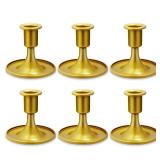 Candlestick Holders 6 PCS Short Metal Taper Candle Holders, KSWING Gold Candle Stick Holders Set, Perfect for Table Centerpiece Mantel Party Wedding Christmas Home Decor, Set of 6
