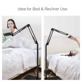 Tablet Floor Stand with 5LB Metal Base, Overhead Bed Phone Stand Angle Height Adjustable Holder, Universal Floor Stand Compatible with iPhone iPad Pro Air Mini, Samsung Tab, Kindle, E-Readers