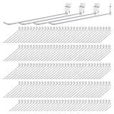Therwen 100 Pieces 12 Inch Hanging Slatwall Hooks Accessories Metal Slat Wall Hanging Hooks Slat Wall Hanger Commercial Grade Slatwall Pegs(Load Capacity of 2.2 pounds)(Silver)