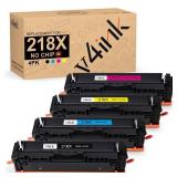 v4ink 218X Toner Cartridges 4 Pack (No Chip) Compatible Replacement for HP 218X 218A High-Yield W2180X W2181X W2182X W2183X Works with Color Pro 3201 MFP 3301 Series 3301cdw 3301fdw 3301sdw 3201dw