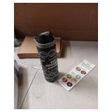 32 oz Motivational Insulated Stainless Steel Water Bottle for Sports, Gym & Travel, 2-in-1 Push-Button Spout & Quick-Flip Straw, Leak-Proof BPA-Free, Keeps Cold 30H, with DIY Fitness Stickers