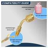 R32 R454B Refrigerant Brass Adapter, 1/4" Female to 1/4" Male Compatible with R-454B R-32 Refrigerant Tanks Mini Split Systems HVAC Connector Reverse Thread Connector Fitting 45 Degrees 1 Pc