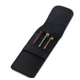 TheAntiq Genuine Leather Pen Case - 3 Pen Holder, Brown Leather Protector for Fountain, Ballpoint & Rollerball Pens, Travel Organizer