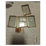 Alpertie 4PCS Glass Frame for Pressed Flowers, 3x2 Inch Creative Brass Hanging Photo Frame Double Glass Frame with Chain DIY Vintage Home Decor(Style 2)
