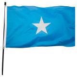 DANF Somalia Flag 3x5 Ft Thick Polyester, Fade Resistant, Brass Grommets, Canvas Header Somali National Flags with 3 X 5 Feet
