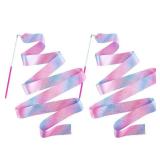 HiUnicorn 2PCS Sparkly Dance Ribbon Easter Basket Stuffers for Toddler Girls Age 4-7 Gift Ballerina Princess Mermaid Gymnastics Birthday Favor Toys, 6.6ft Twirl Streamer Ribbon Dancer Wands