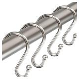 TOPROD Shower Curtain Hooks Rings, Zinc Alloy S Shaped Shower Hooks Rust Proof, Shower Curtain Hangers for Shower Curtain, Kitchen, Wardrobe & Garden, Brushed Nickel, Set of 12