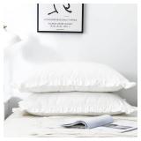 SnugLoom White Pillow Shams Standard Size Set of 2 (20 x 26), Ruffle Pillow Case Covers-100% Brushed Microfiber Super Cozy and Soft, Wrinkle-Free, Fade-Resistant Stain-Resistant Envelope Closure