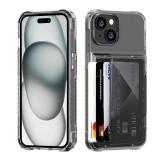 ACANDYA for iPhone 15 Case Wallet Clear Protective Phone Case with Credit Card Holder Heavy Duty Protection Shockproof Anti-Scratch Anti-Yellow Cover for iPhone 15 6.1 inch Transparent Black