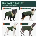 Kuoser Dog Coat, Super-Warm Dog Jacket Windproof Pet Cold Weather Coats for Extra Large Dogs, Fleece Lining Quilted Turtleneck Puppy Snowsuit Reflective Adjustable Doggie Winter Clothes, Green, 3XL