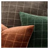 MIULEE Decorative Chenille Check Throw Pillow Covers Vintage Plaid Couch Pillows 20x20 Inch Set of 2 Neutral Boho Farmhouse Cushion Covers Modern Home Decor for Sofa Bed Living Room Burnt Orange