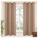 YoungsTex Mocha Brown Linen Curtains 63 Inch Length for Living Room Window, Light Filtering Drapes with Grommet Semi Sheer Rustic for Office Bedroom, 2 Panels, 42 X 63 Inch