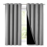NICETOWN Extra Long Truly Blackout Drapes for Hall and Villa, 46-inch Width Each Panel, 45-inch Length, Silver Grey, 2 Pieces, 100% Blackout Window Curtains with Black Lined for Night Shift Worker