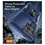 WRJ Case for Samsung Galaxy S25 Ultra 6.9-Inch Case with Slide Camera Cover and Screen Protector, Military Grade Protection [Rotated Ring Kickstand] Heavy Duty Shockproof Protective Case-Navy Blue