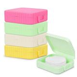 Klyuqoz 4 Pcs Plastic Square Cotton Pad Holder - Multicolor, Solid - Cosmetic Case - Travel & Portable - Suitable for Makeup Remover Cotton Pads & Balls