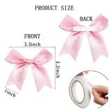 5 Pieces Gift Wrap Bows Premium Satin Ribbon Bows 3.3 Inch Craft Bows for Gift Wrapping DIY Treat Bags Holiday Gifts Bag Party Decorations, Wedding Decor Christmas Birthday Presents (Light Pink)
