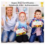 BIZIBAFF Super Star Student Award Certificates - 30PCS Recognition Rewards for Kids Student Kindergarten Preschool Certificate of Achievement Recognition Awards Back to School Teacher Supplies